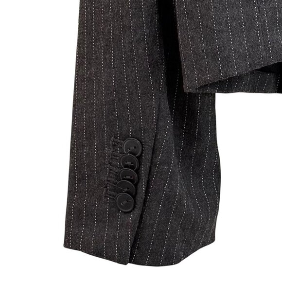 Anthropologie Maeve 80s Boxy Blazer Jacket Grey Womens Medium Striped Oversized - Picture 6 of 13